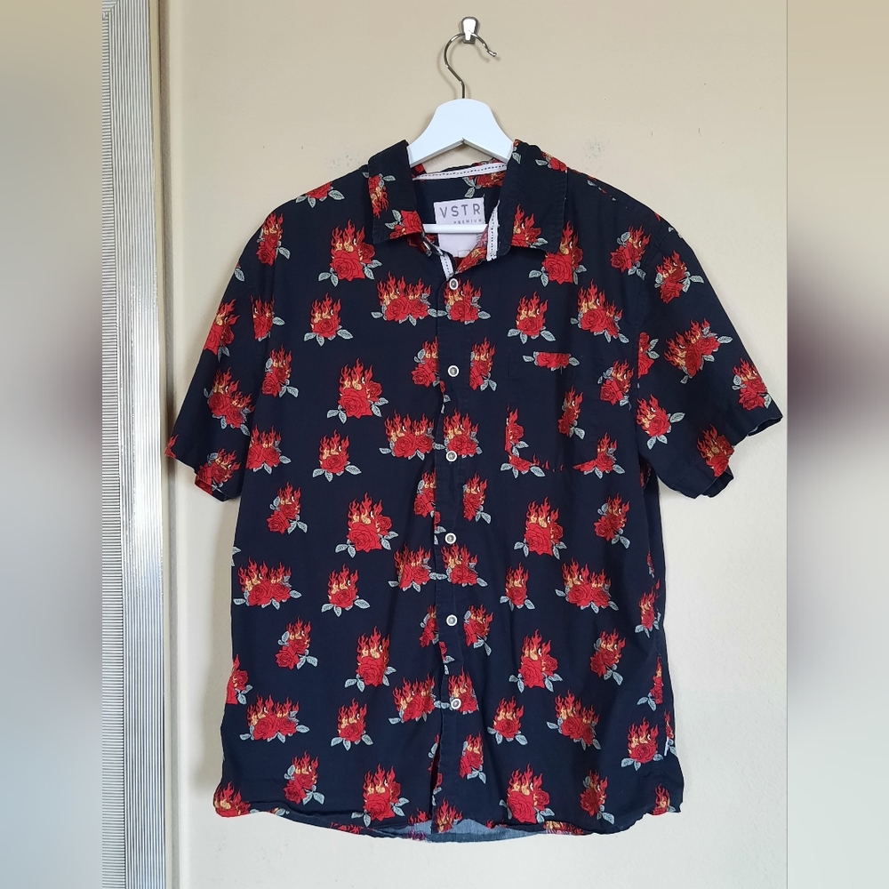 VSTR Men's Navy Floral Button Down Shirt